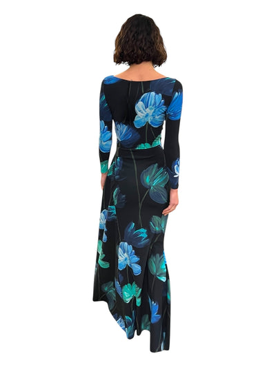 Koly Print Long Gown in Donna Blue