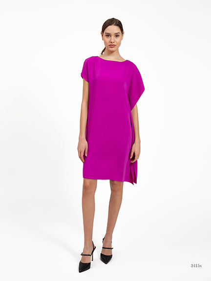 Side Ruffle Dress in Magenta