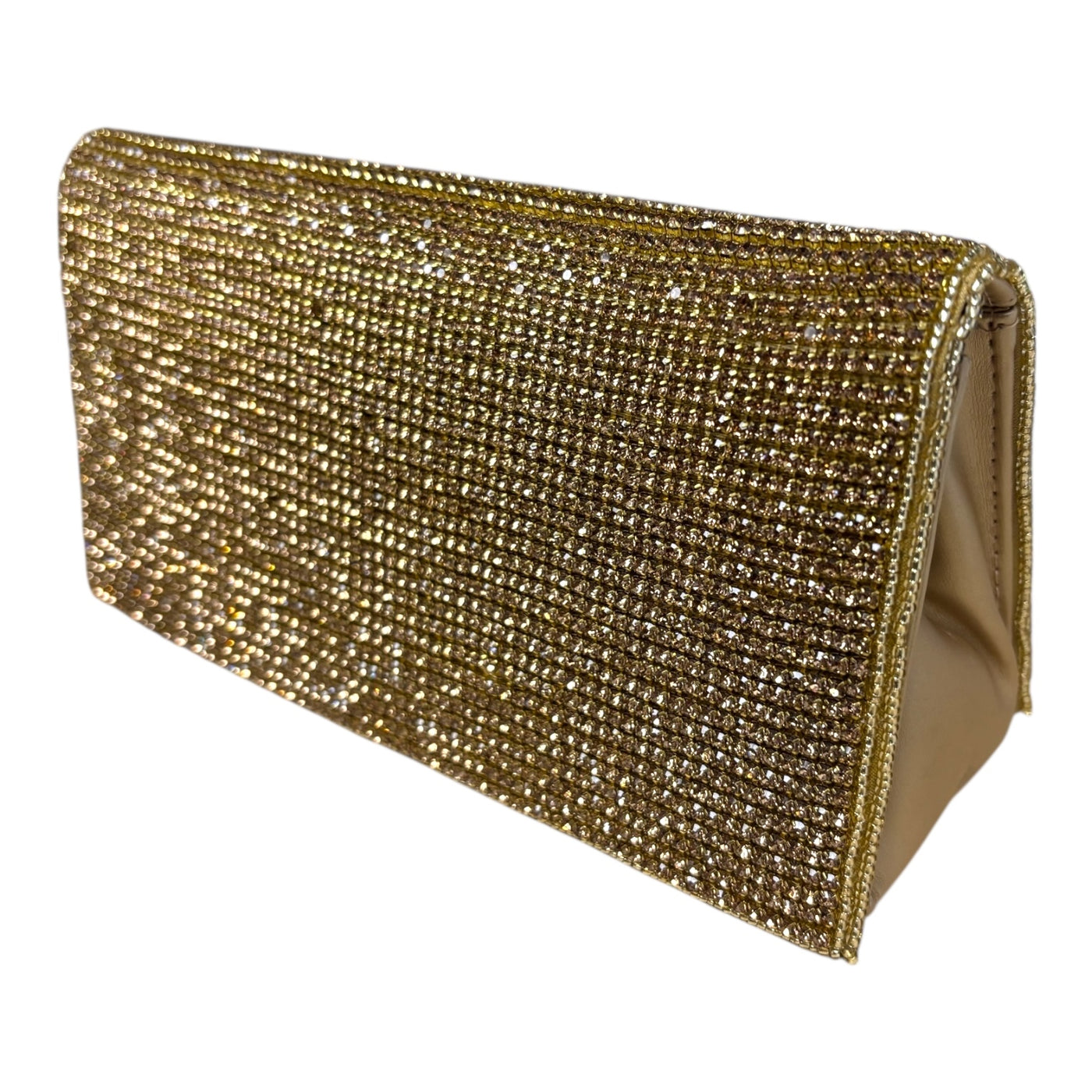 Gold Crystal Clutch w/ Chain Strap