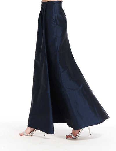 Taffeta Slim Wrap Skirt - Navy