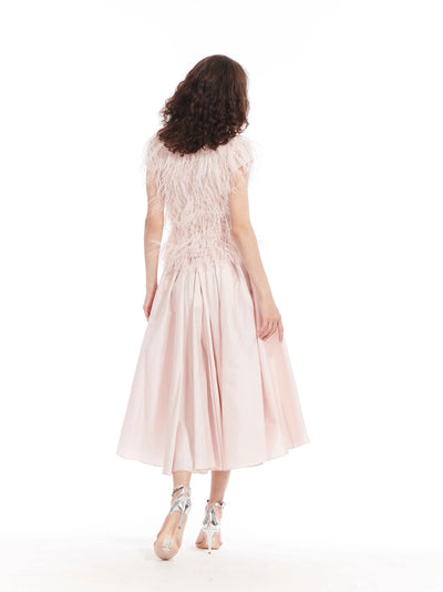 Feather V-Neck Top - Blush
