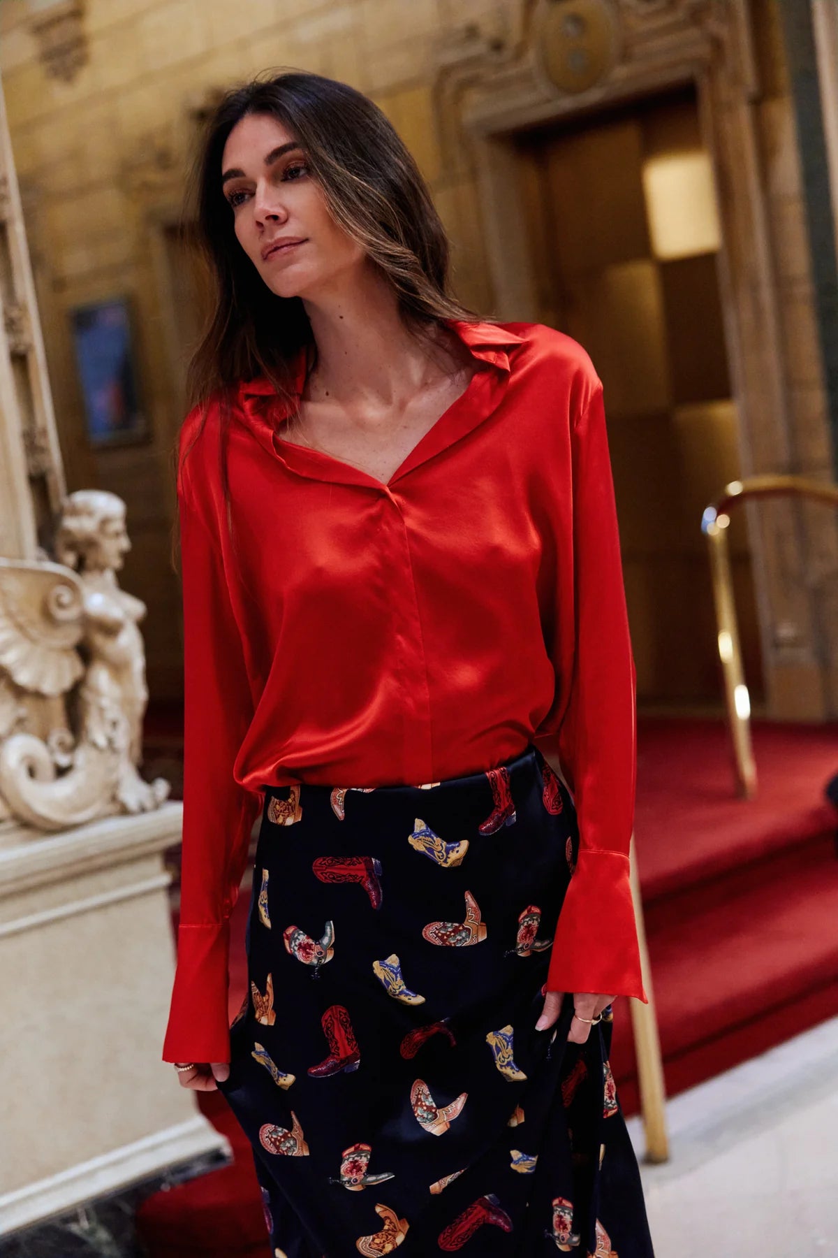 Daria French Cuff Blouse in Toreador