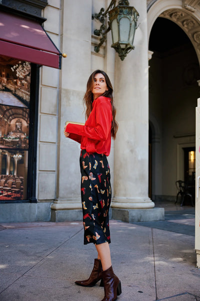 Daria French Cuff Blouse in Toreador
