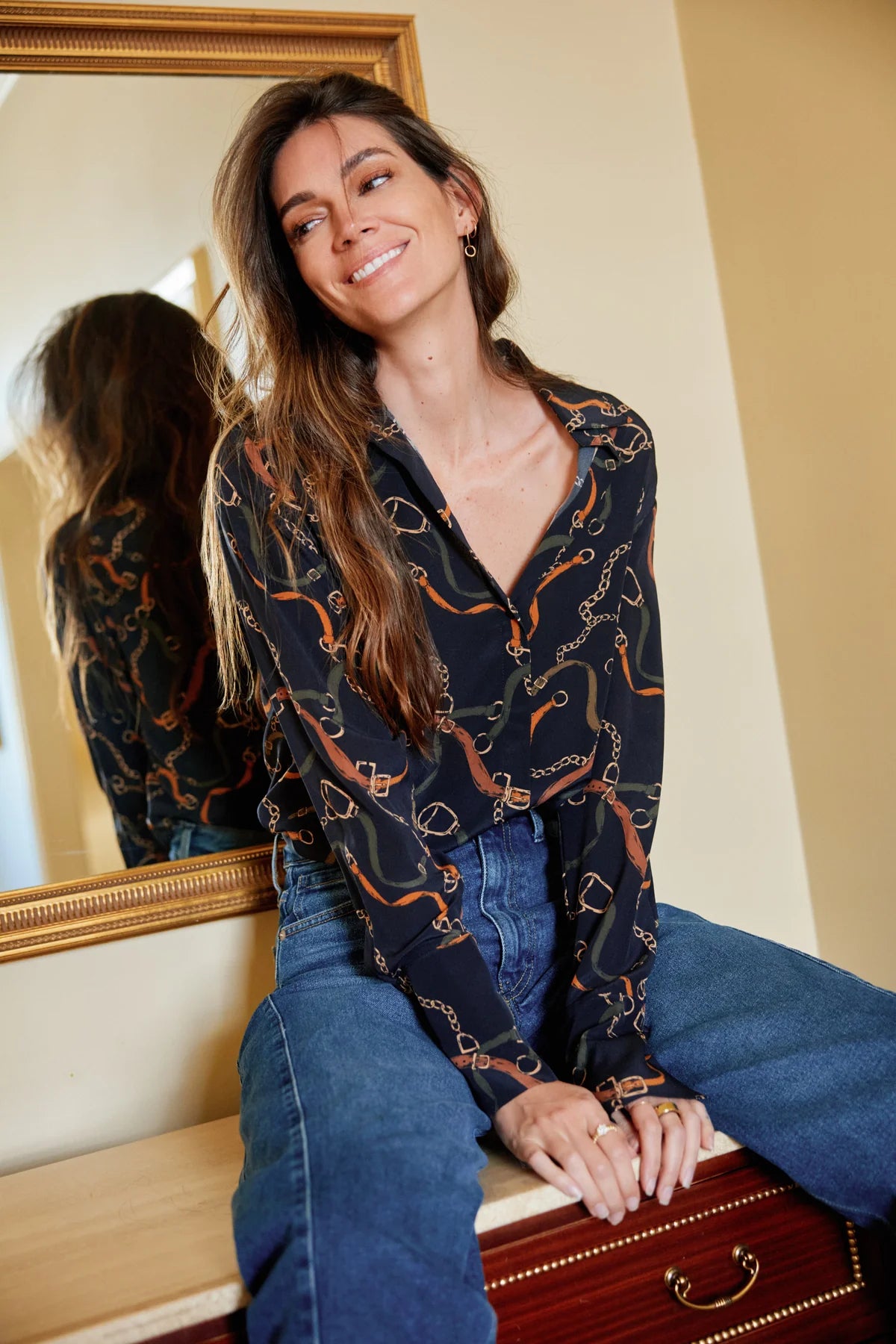 Daria French Cuff Blouse in Wellington