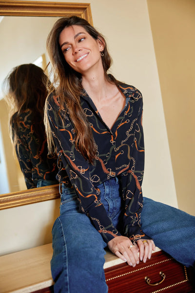 Daria French Cuff Blouse in Wellington