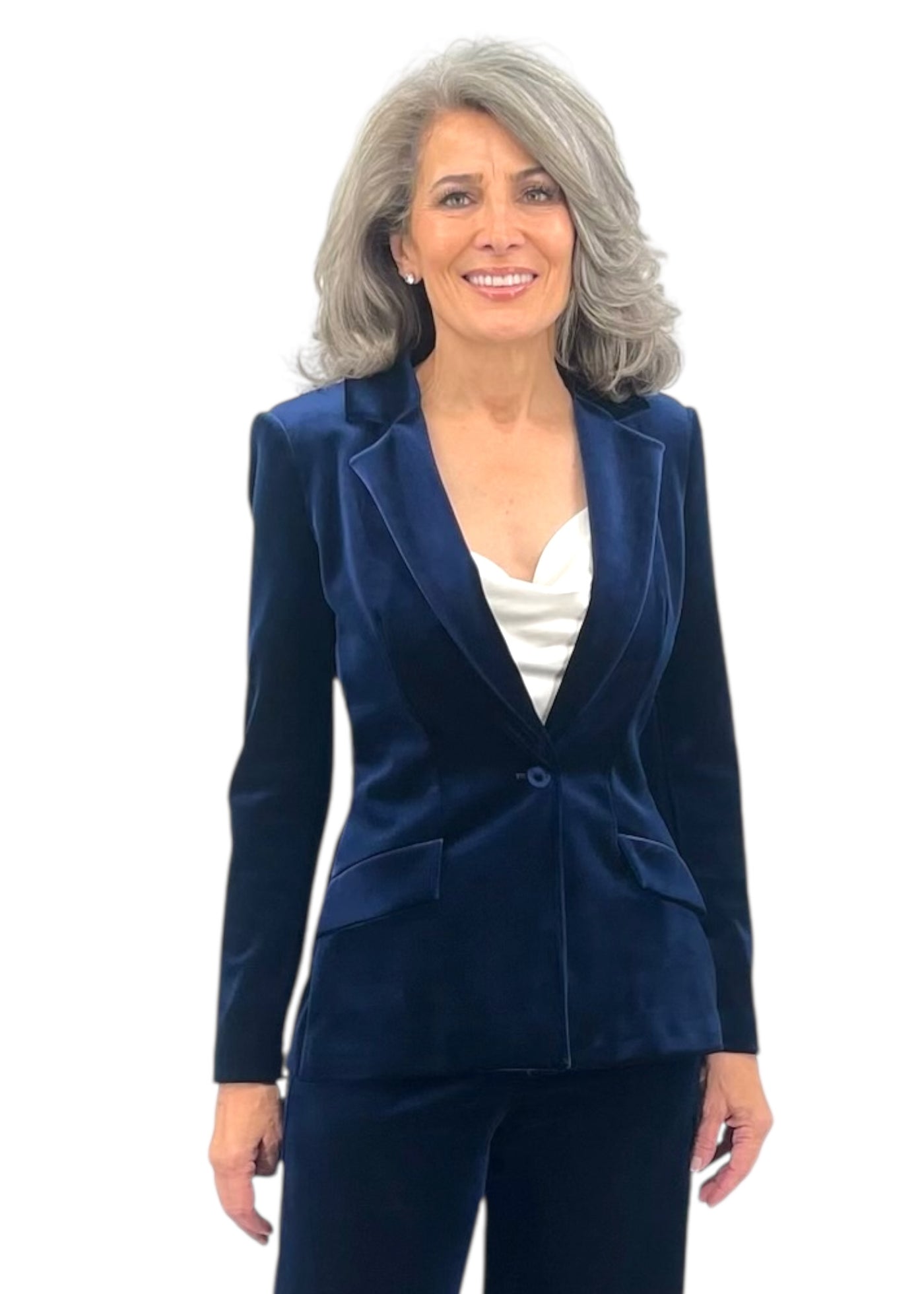 Velluto Velvet Blazer in Blu Notte