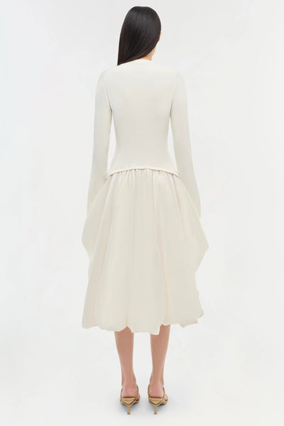 Kenlie Taffeta Knit Midi Dress in Ivory