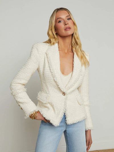 Kaisley Tweed Blazer in Vintage White