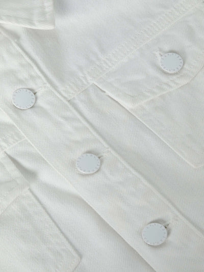 Koda Cropped Denim Jacket in Blanc