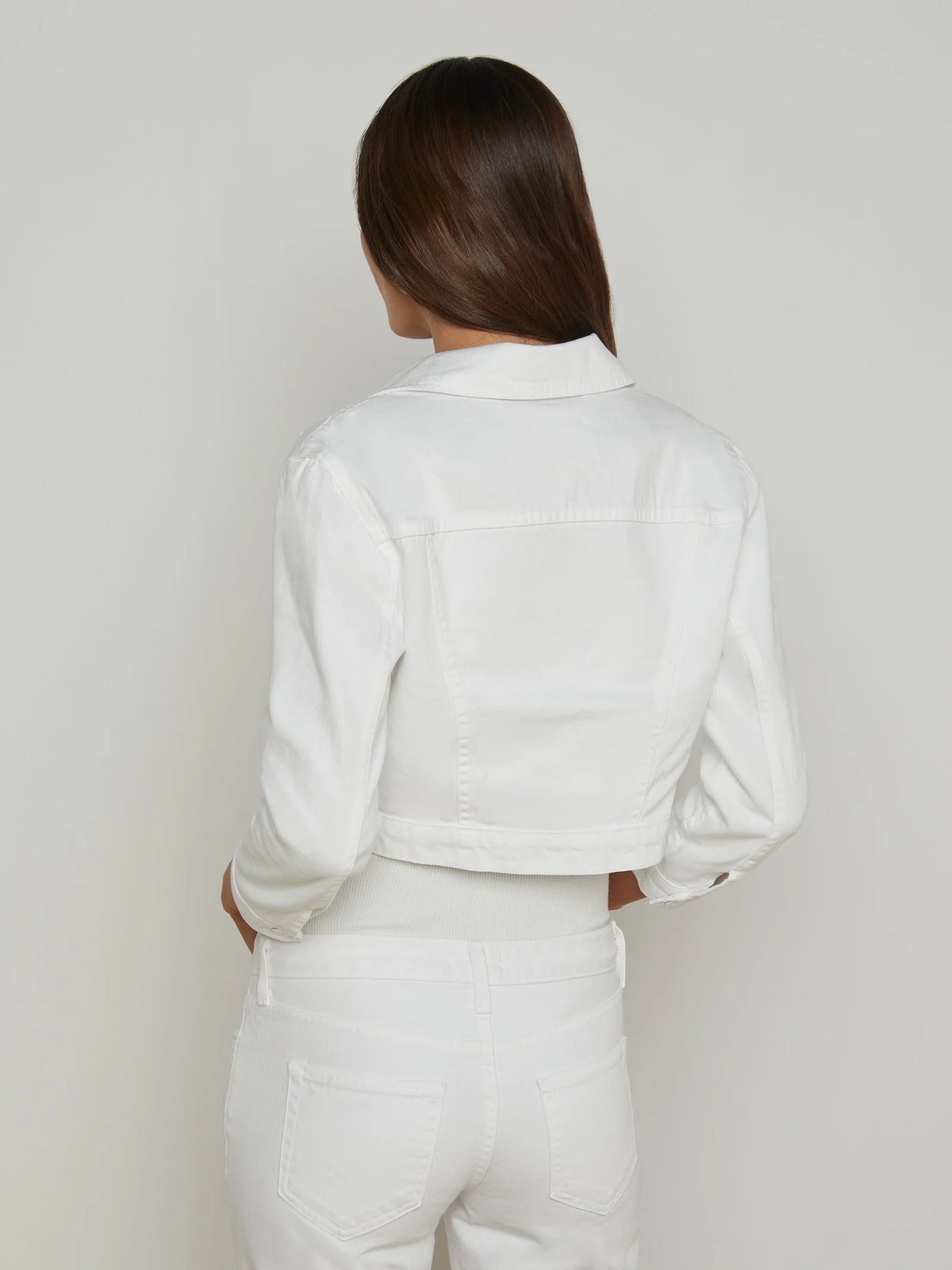 Koda Cropped Denim Jacket in Blanc