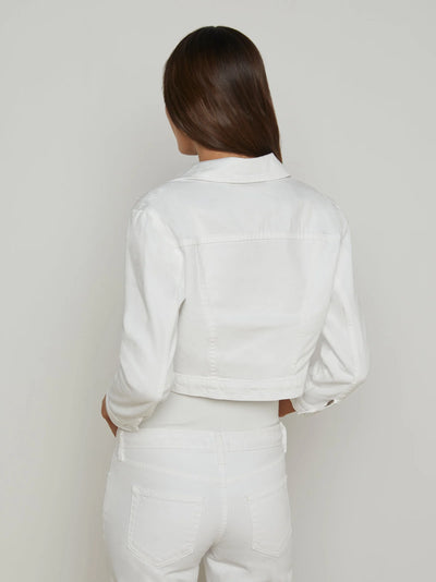 Koda Cropped Denim Jacket in Blanc