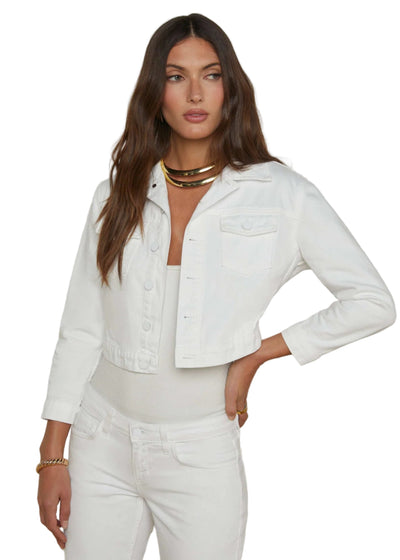 Koda Cropped Denim Jacket in Blanc