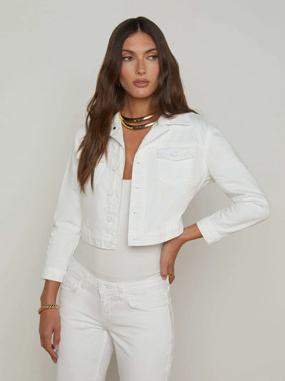 Koda Cropped Denim Jacket in Blanc