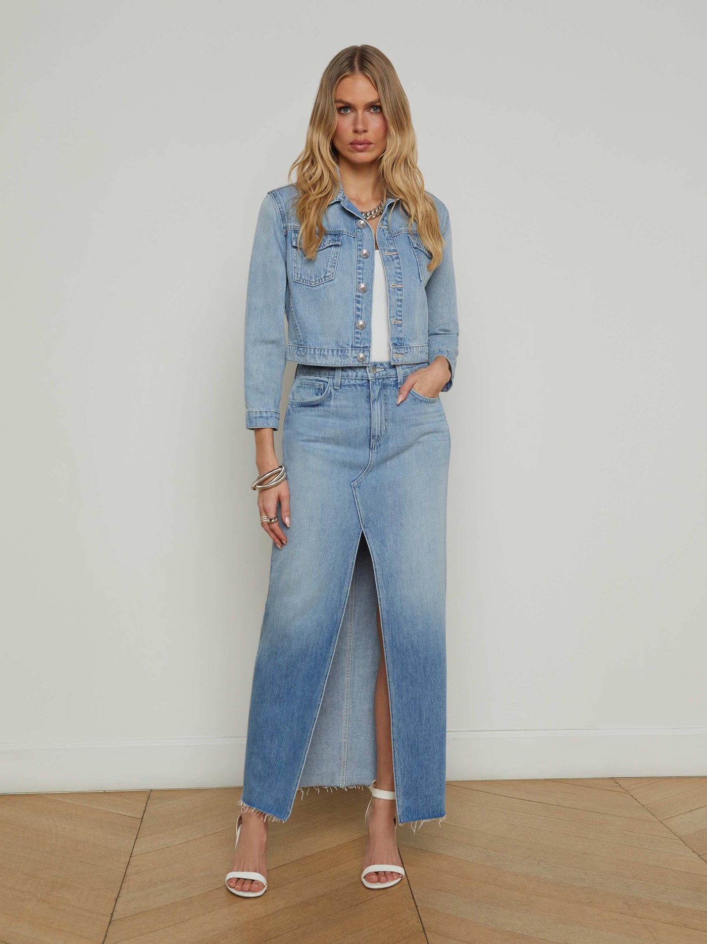 Koda Cropped Denim Jacket in Fontana