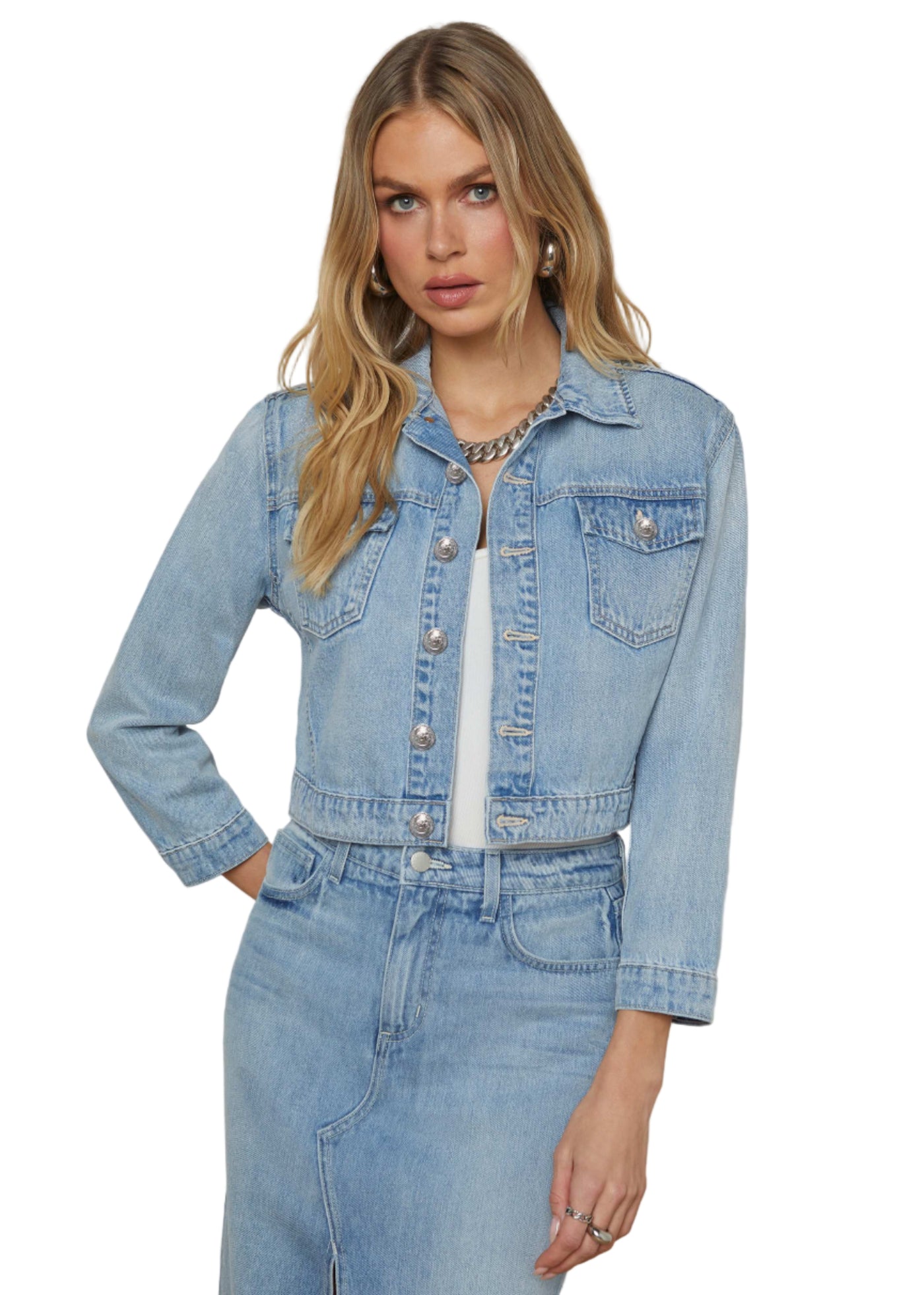 Koda Cropped Denim Jacket in Fontana