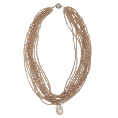 14-Strand Champagne Crystal Necklace