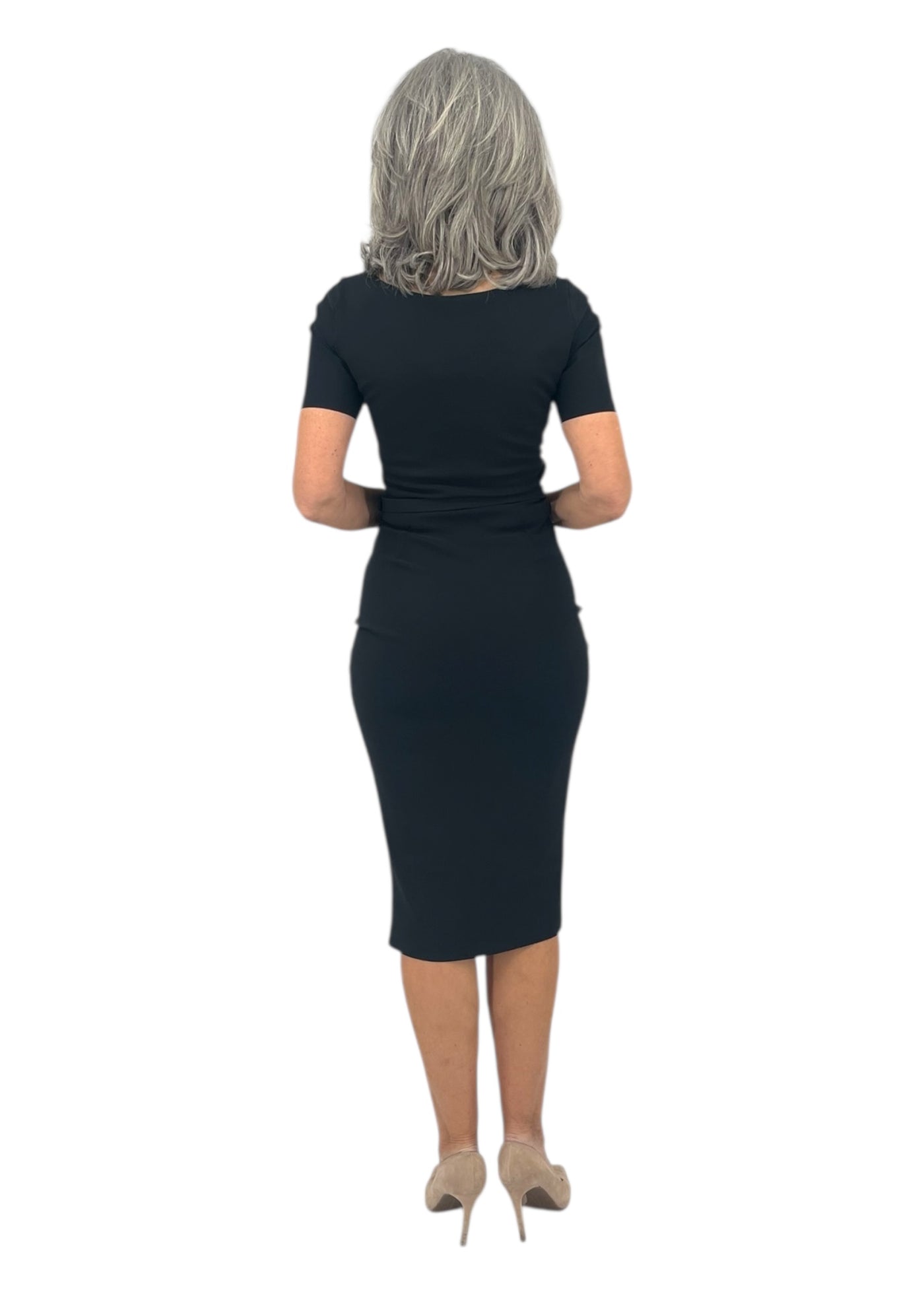 belted dress black Adrianna Papell