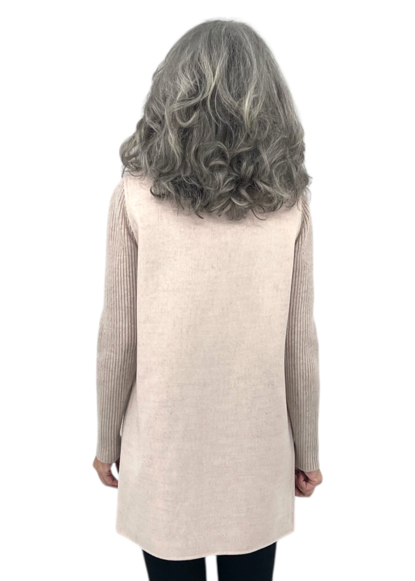 Rib Sleeve Coat in Cameo