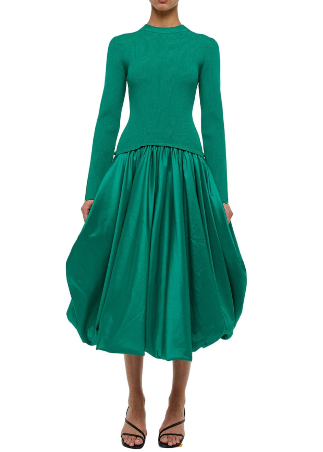 Kenlie l/s mock neck midi dress, Green / L / 625-1131-BKELLYGREE