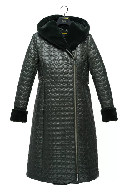 Jade Quilted Coat w/ Fur in Forest Green