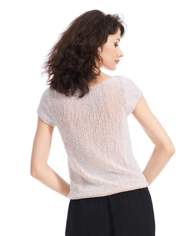 Stretch Pearl Beaded V-Neck in Light Blue