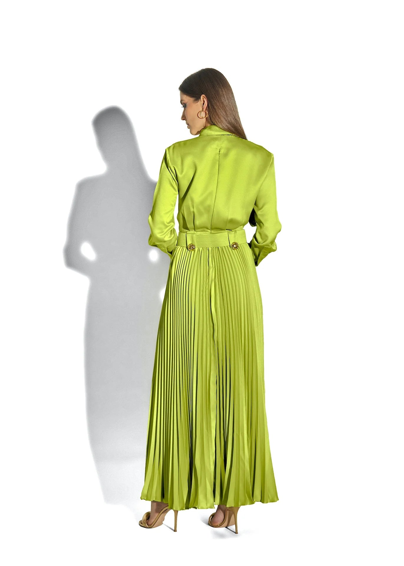 Flora Collared Maxi Dress - Lime