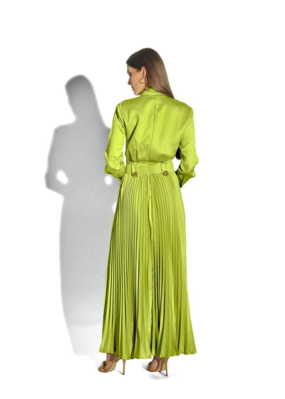 Flora Collared Maxi Dress - Lime