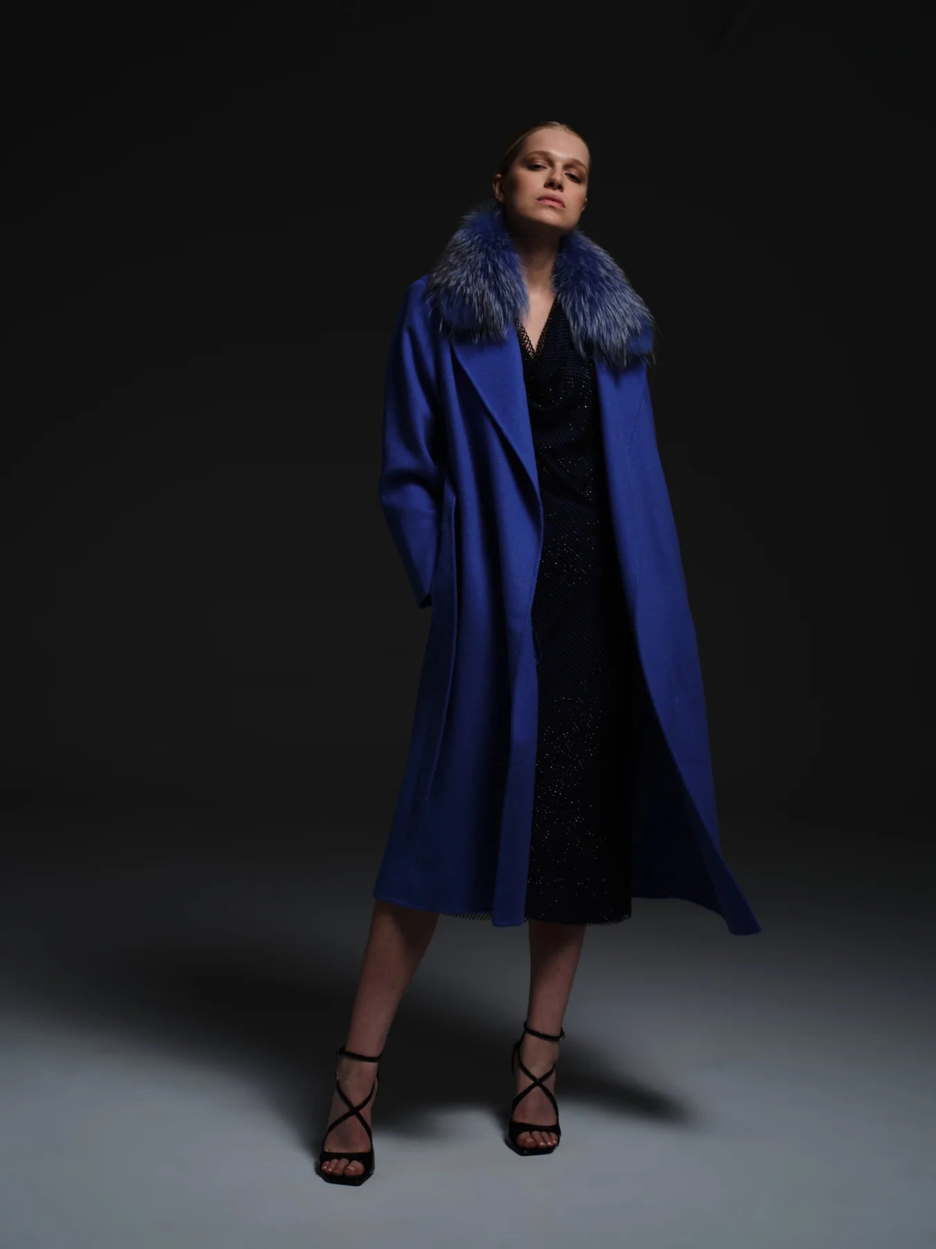 Double Breasted Wrap Coat - Azure