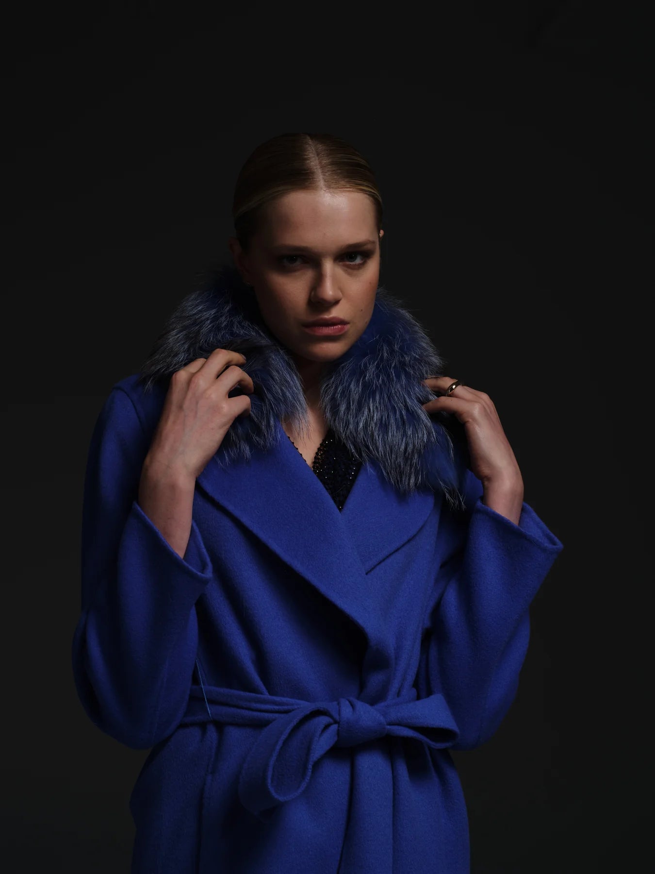 Double Breasted Wrap Coat - Azure