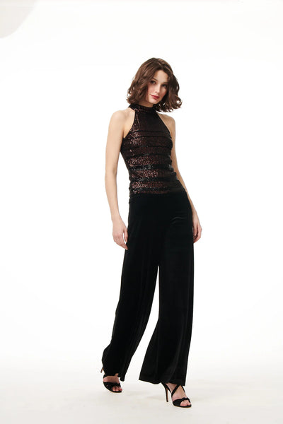 Stretch Velvet Pants in Black