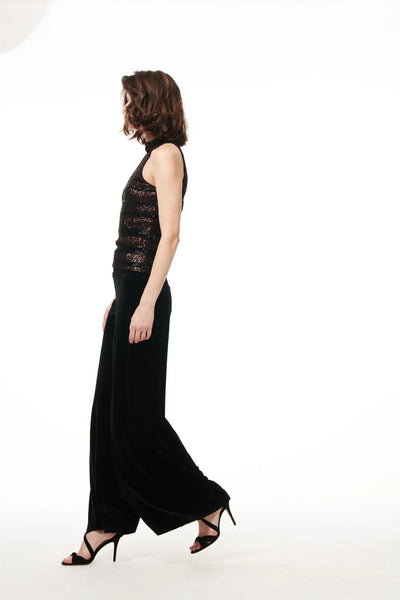 Stretch Velvet Pants in Black