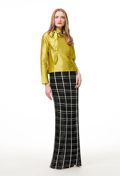 Tie Neck Taffeta Top in Citrine