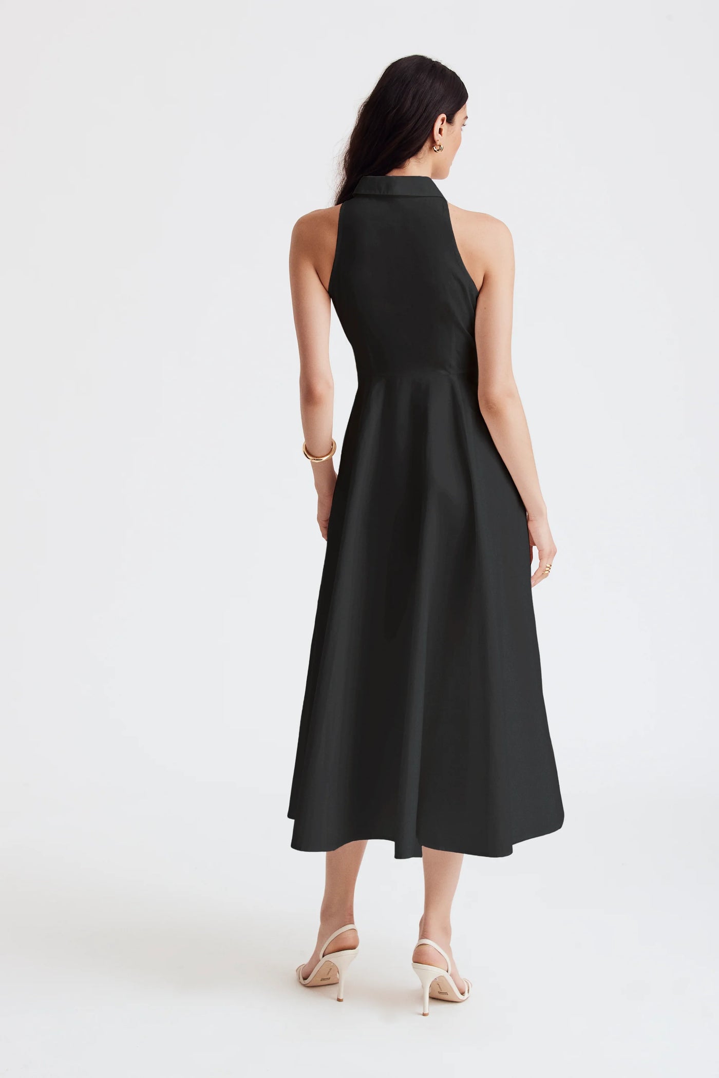 Chelsea Tie-Front Midi Shirt Dress in Jet
