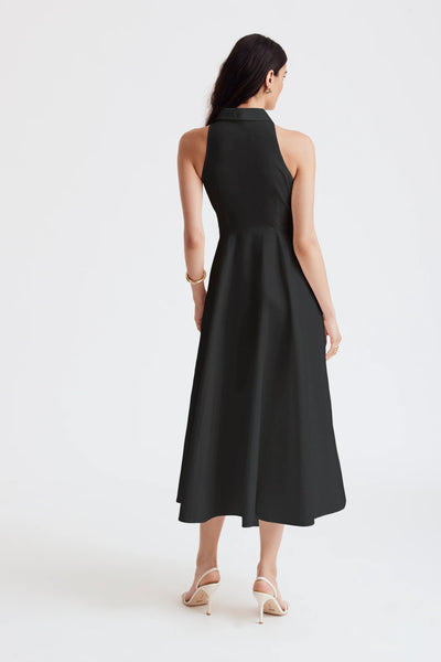 Chelsea Tie-Front Midi Shirt Dress in Jet