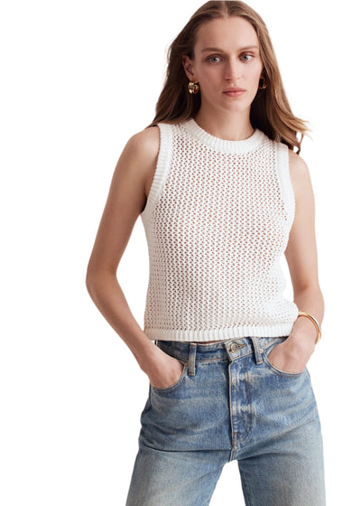 Estelle Crochet Racer Tank in Optic