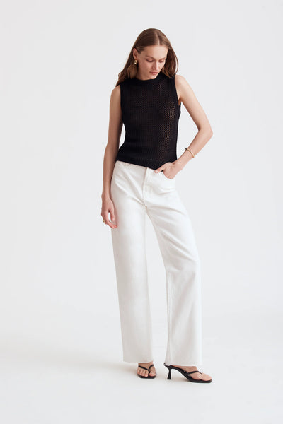 Estelle Crochet Racer Tank in Jet