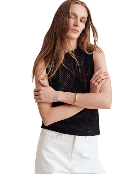 Estelle Crochet Racer Tank in Jet