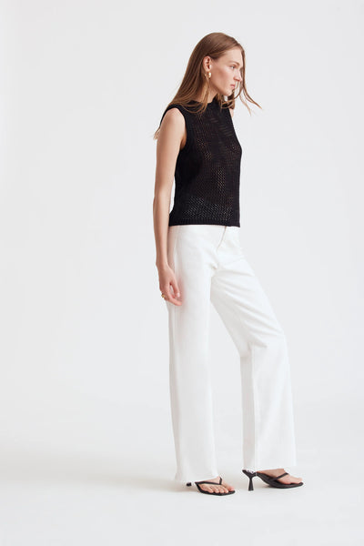 Estelle Crochet Racer Tank in Jet