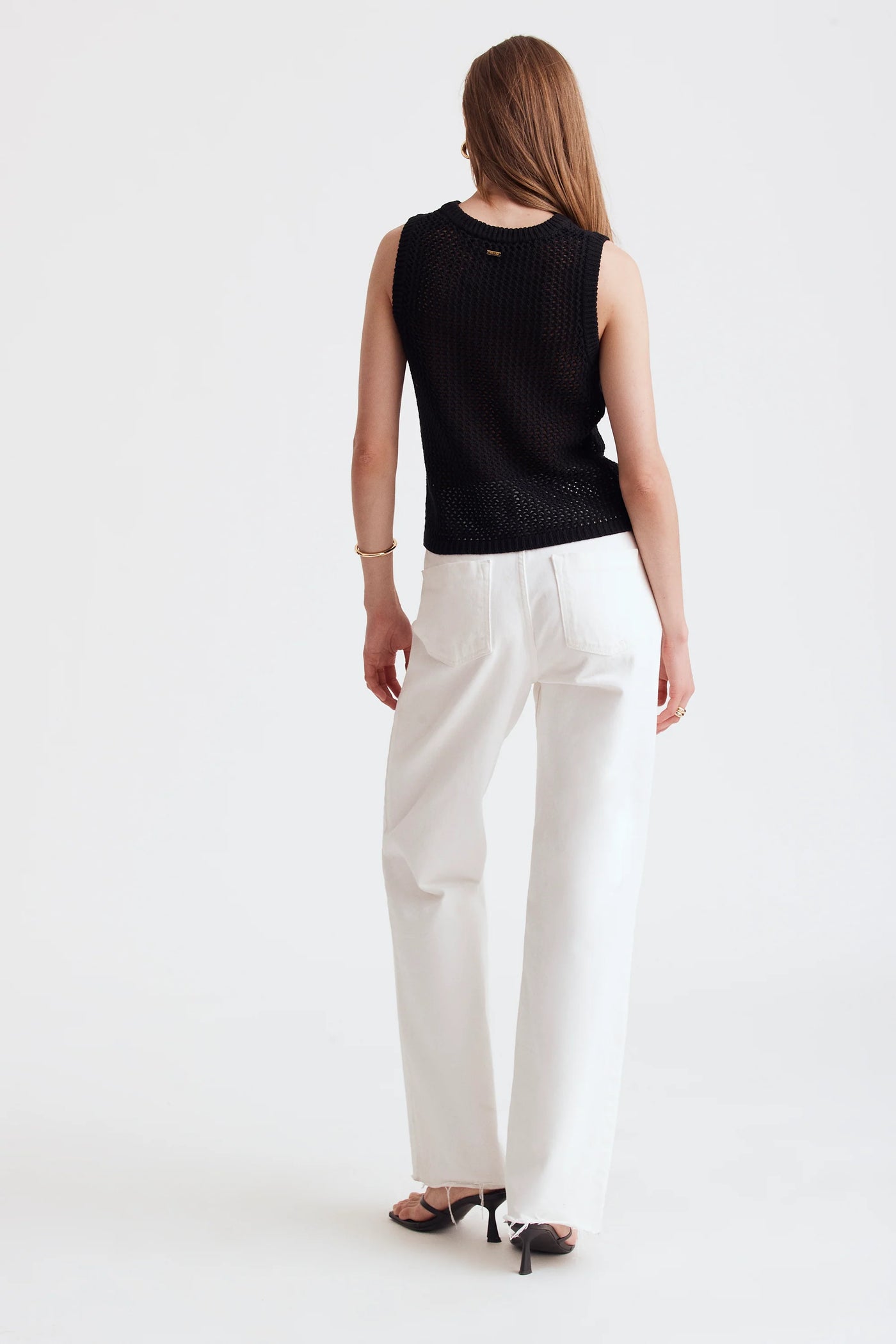 Estelle Crochet Racer Tank in Jet