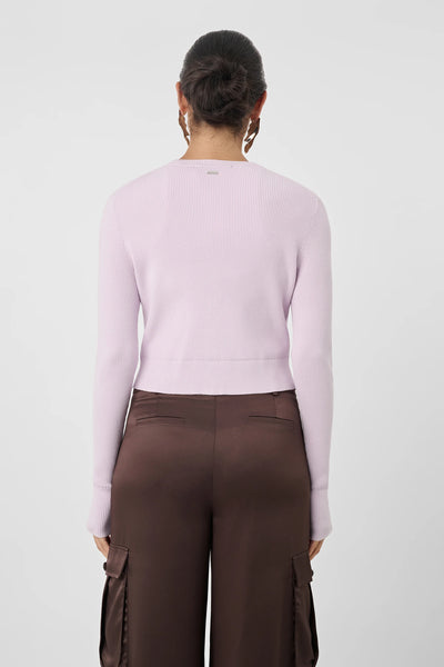 Zoe Classic Cropped Cardigan in Lilac