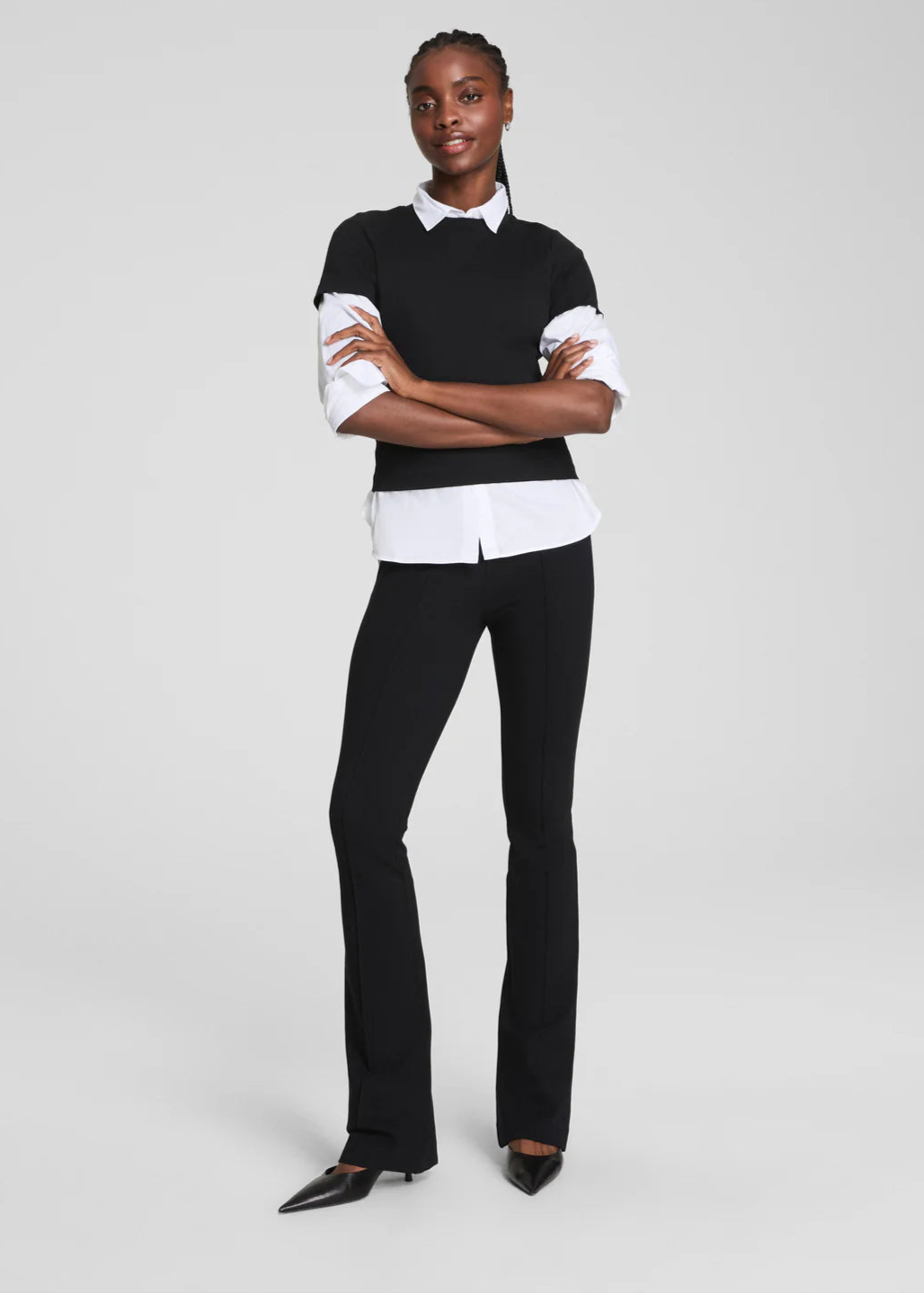 Ponte Micro Flare Pant in Classic Black