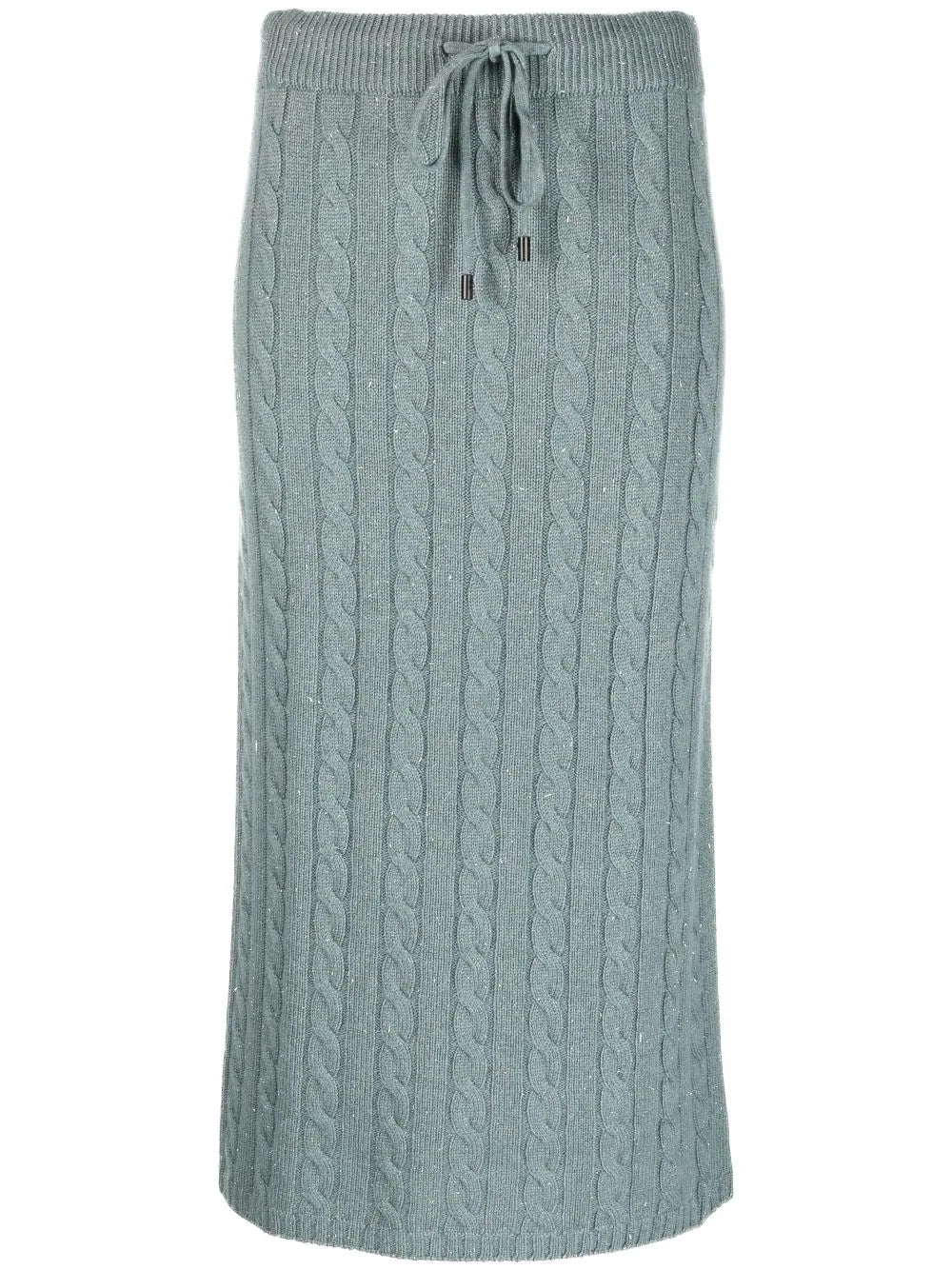 Tricot Sweater Knit Midi Skirt - Green Zinc