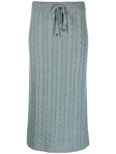 Tricot Sweater Knit Midi Skirt - Green Zinc
