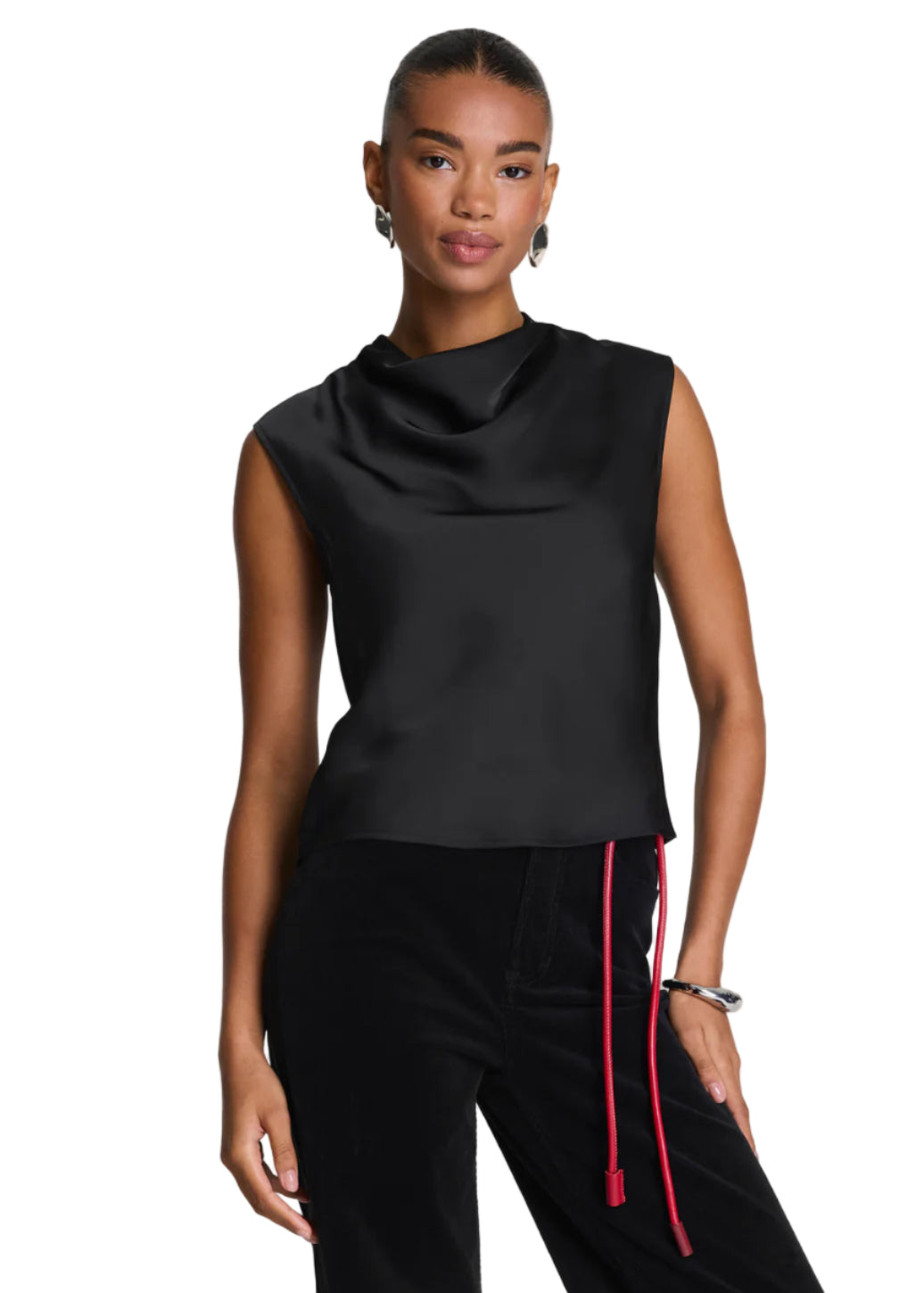 Sleeveless Cowl Neck Top in Black