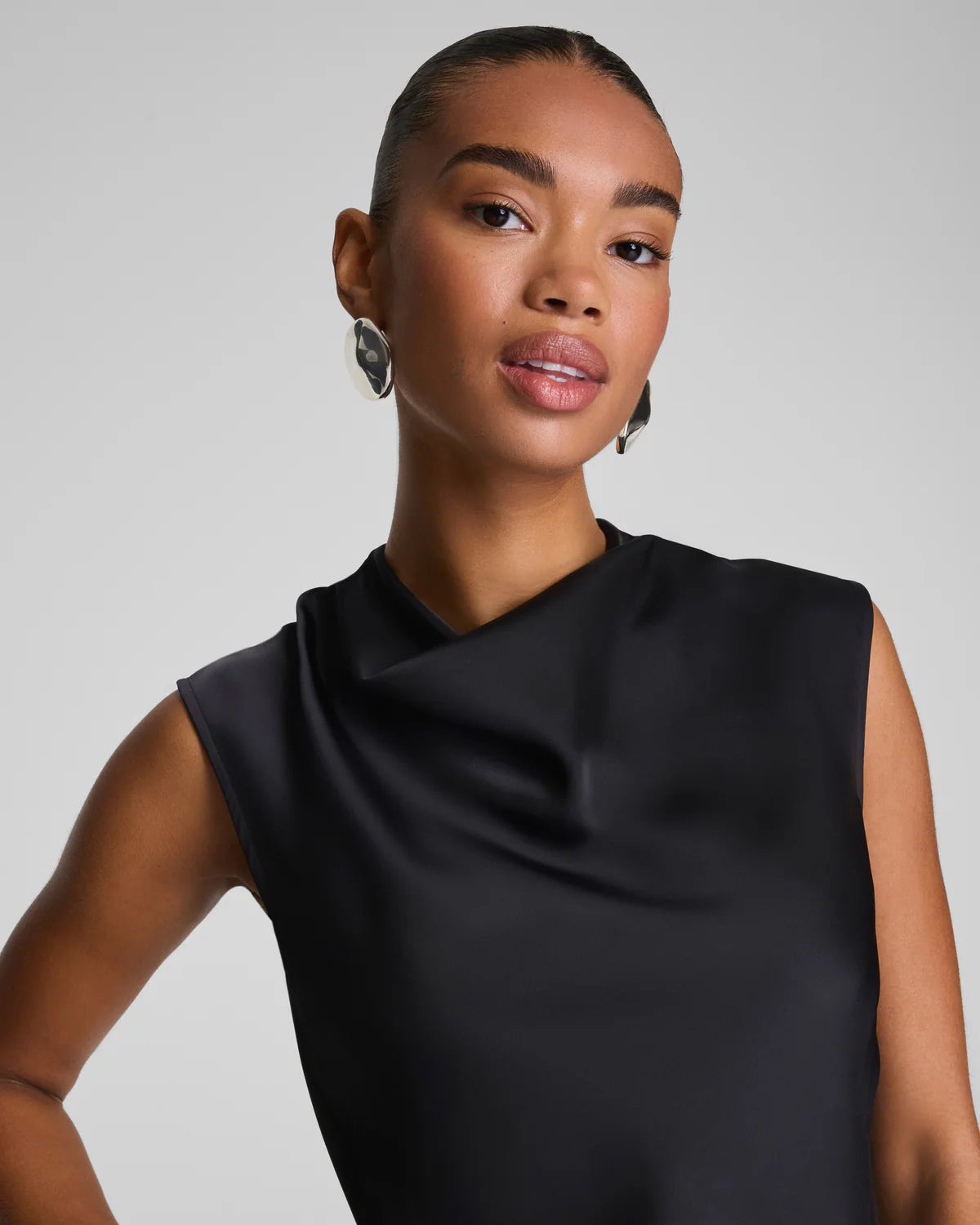 Sleeveless Cowl Neck Top in Black
