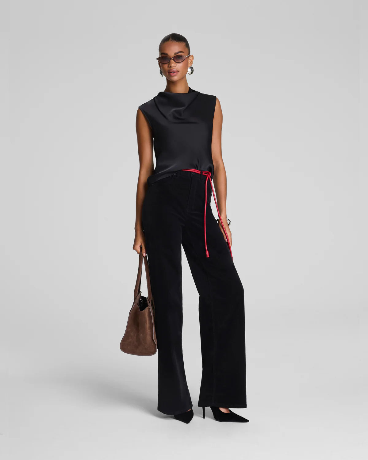 Sleeveless Cowl Neck Top in Black