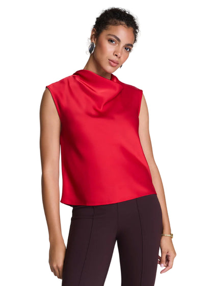 Sleeveless Cowl Neck Top in Red
