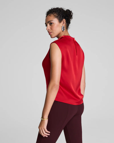 Sleeveless Cowl Neck Top in Red
