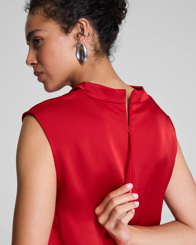 Sleeveless Cowl Neck Top in Red