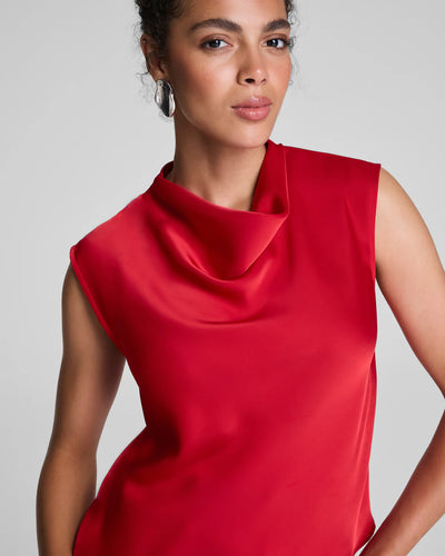 Sleeveless Cowl Neck Top in Red